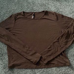 Brown Cotton Rib Long sleeve
